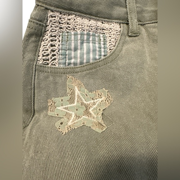 POL Olive Green Wide-Leg Pants with Beautiful Embroidery and Patchwork - Picture 7 of 8